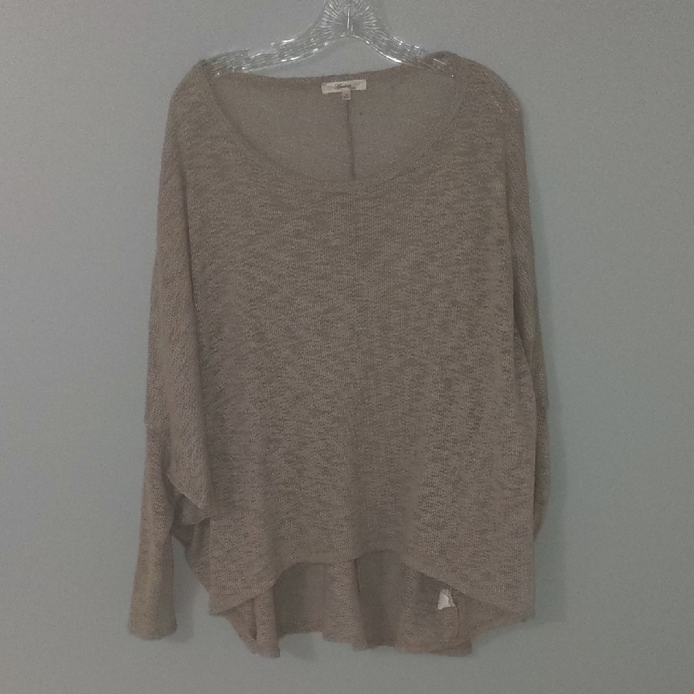 GUC✨ ANDREE BY UNIT women's medium oatmeal gauzy semi-sheer sweater - Picture 3 of 13